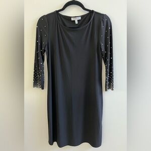 Chaus Womens Black Pullover
Styling 3/4 Sleeve Short
Sheath Beaded Dress S